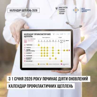 З 1 січня 2026 року набуває чинності оновлений Національний календар профілактичних щеплень